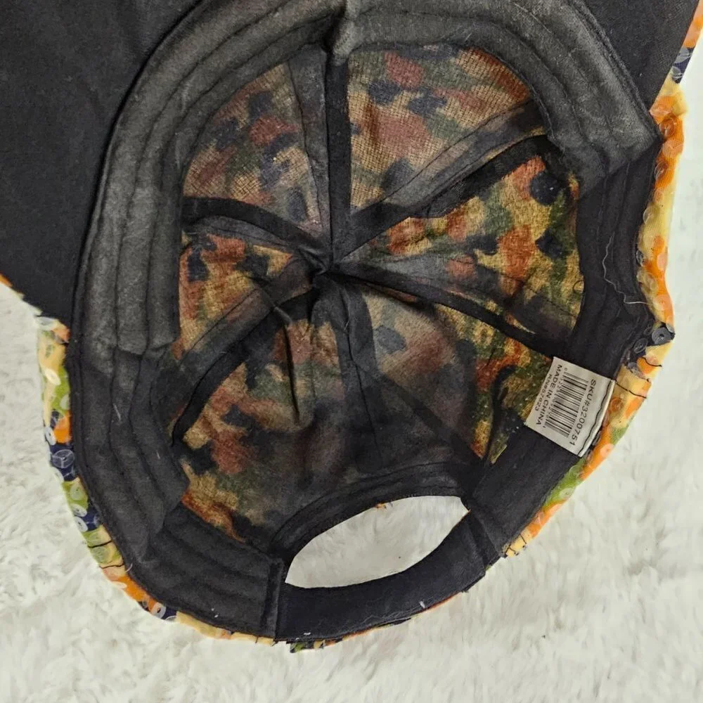 Unbranded Orange Green Camo Sequin Military Baseball Cap